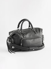 Black Leather Pocket Zip Bag - Image 6 of 13