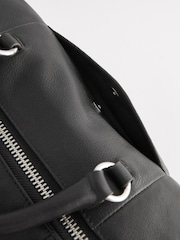 Black Leather Pocket Zip Bag - Image 9 of 13
