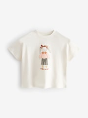 Cream Bunny Short Sleeve 100% Cotton T-Shirt (3mths-7yrs) - Image 1 of 3