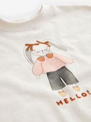 Cream Bunny Short Sleeve 100% Cotton T-Shirt (3mths-7yrs) - Image 3 of 3