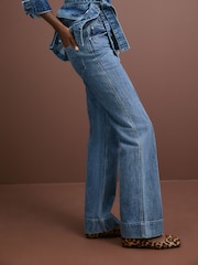 Mid Blue Elevated Straight Leg 100% Cotton Jeans - Image 3 of 7