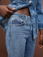 Mid Blue Elevated Straight Leg 100% Cotton Jeans - Image 5 of 7