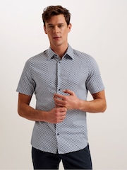 Ted Baker Blue Lacesho Short Sleeve Geo Printed Shirt - Image 1 of 5