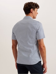Ted Baker Blue Lacesho Short Sleeve Geo Printed Shirt - Image 2 of 5