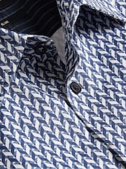 Ted Baker Blue Lacesho Short Sleeve Geo Printed Shirt - Image 4 of 5
