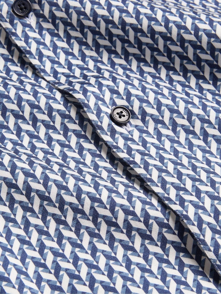 Ted Baker Blue Lacesho Short Sleeve Geo Printed Shirt - Image 5 of 5