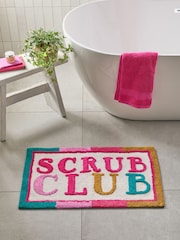Jasny dywanik łazienkowy Soak Club z napisem, w 100% z bawełny - Obraz 1 z 3
