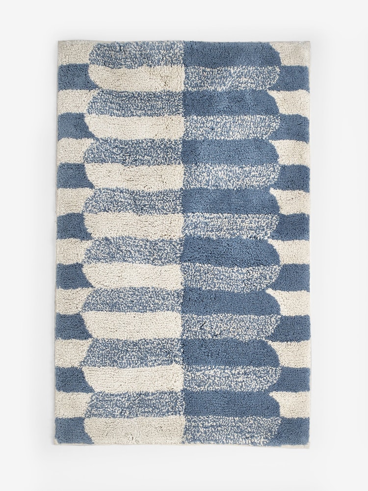 Blue Geo 100% Cotton Bath Mat - Image 1 of 4 Blue Geo 100% Cotton Bath Mat - Image 1 of 4