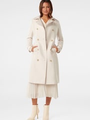 Forever New Cream Bianca Long Trench Coat - Image 1 of 5
