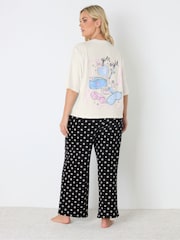 Yours Curve Cream Sleep T-Shirt & Wide Leg Bottoms Pyjamas Set - Image 4 of 7