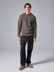 Dark Stone Regular Fit Premium Soufflé Crew Jumper with Wool - Image 1 of 7