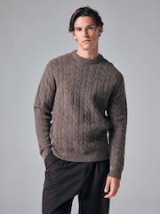 Dark Stone Regular Fit Premium Soufflé Crew Jumper with Wool - Image 3 of 7