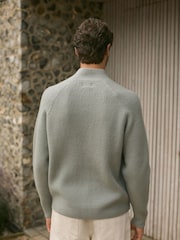 Blue Relaxed Fit Premium Soft Touch Crew Jumper with Wool - Image 4 of 8