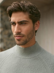 Blue Relaxed Fit Premium Soft Touch Crew Jumper with Wool - Image 5 of 8