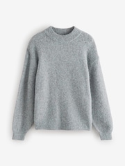 Blue Relaxed Fit Premium Soft Touch Crew Jumper with Wool - Image 6 of 8