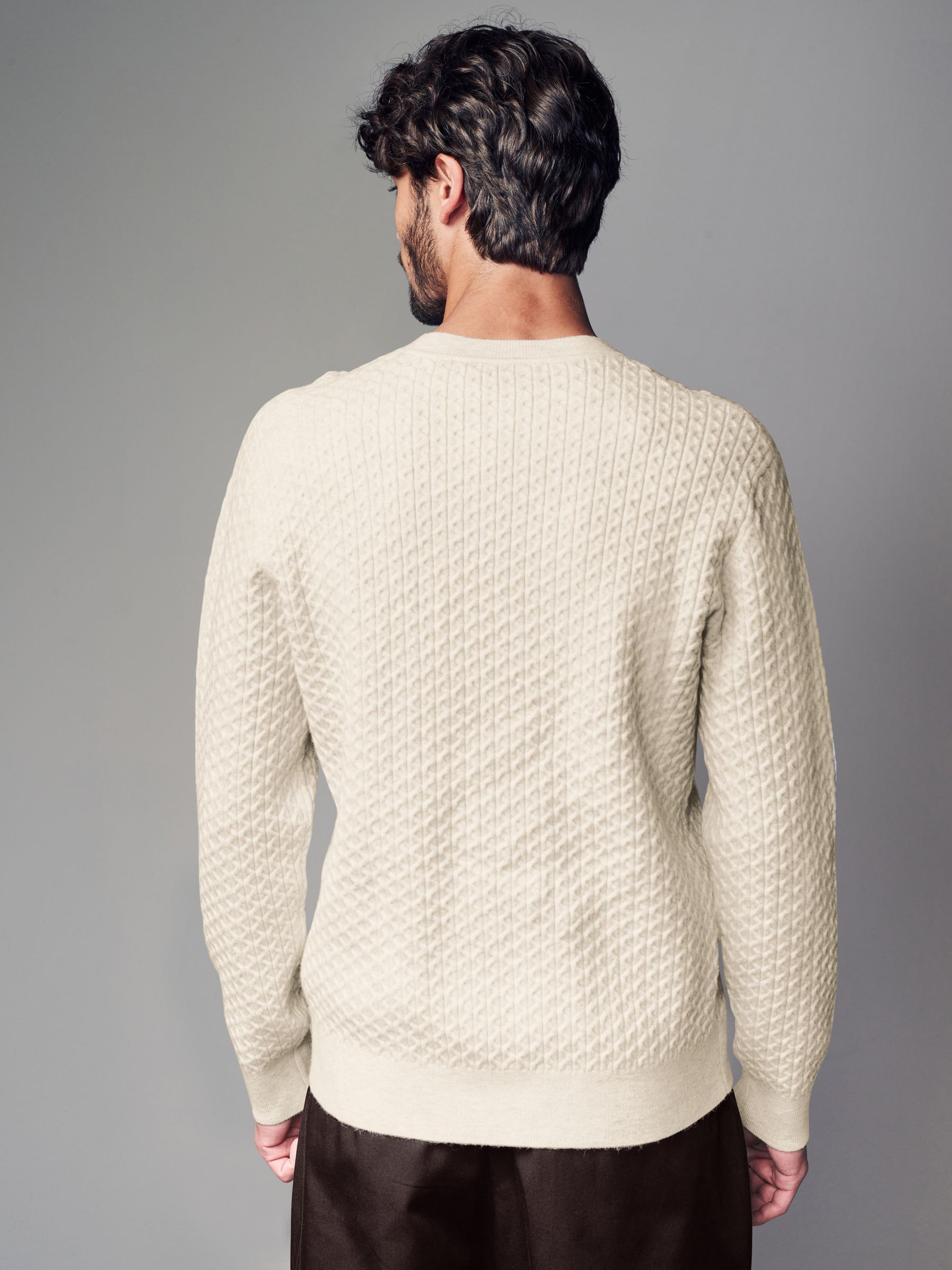 Buy Ecru Texture Regular Fit Soft Touch Premium Knitted Crew