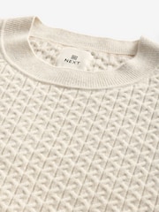 Ecru Texture Regular Fit Soft Touch Premium Knitted Crew Jumper - Image 6 of 7