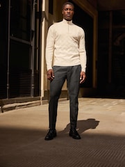Ecru White Regular Fit Soft Touch Premium Quarter Zip Jumper - Image 2 of 4