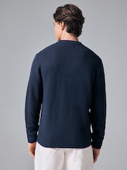 Marineblau/blau - Regular Fit Cable Knit Crew Jumper with Wool - Bild 3 von 7