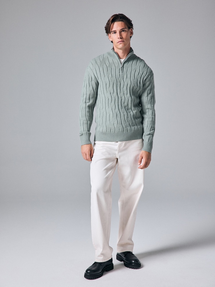 أخضر فاتح - Regular Fit Textured Stitch Jumper with Wool - صورة 2 من 8 أخضر فاتح - Regular Fit Textured Stitch Jumper with Wool - صورة 2 من 8