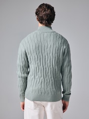 أخضر فاتح - Regular Fit Textured Stitch Jumper with Wool - صورة 3 من 8