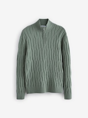 أخضر فاتح - Regular Fit Textured Stitch Jumper with Wool - صورة 6 من 8