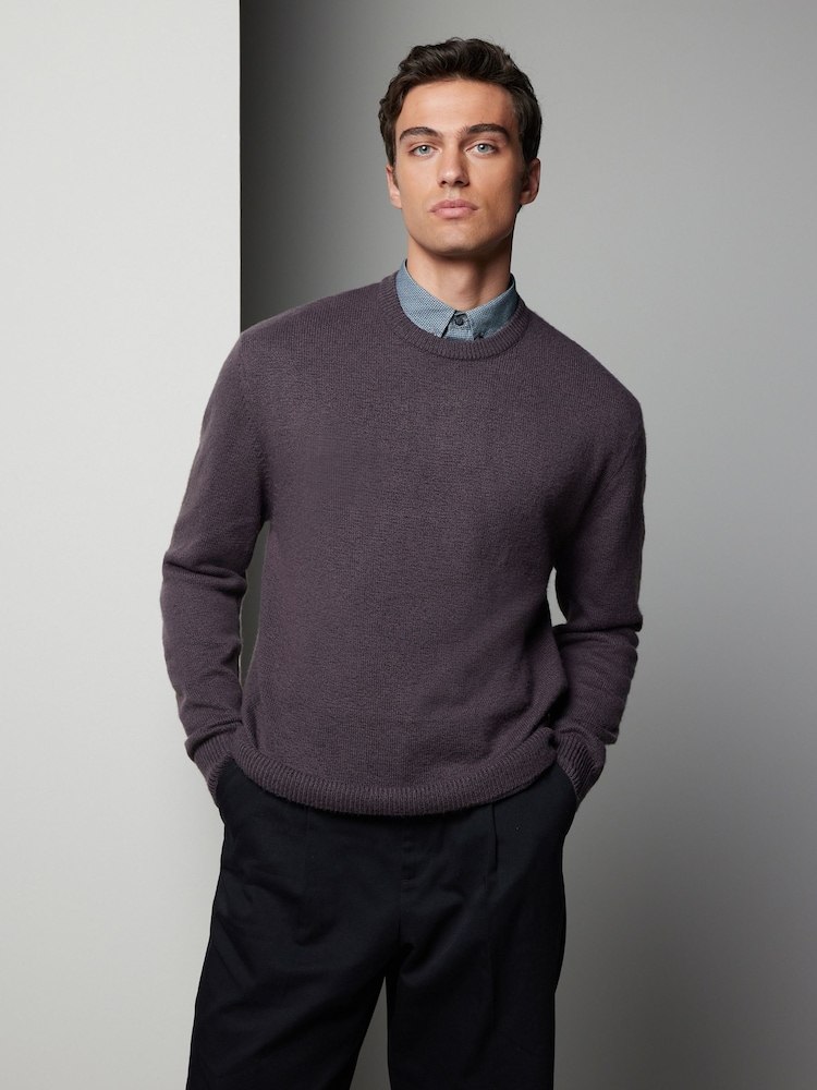 Mushroom Brown Crew Neck Regular Mock Shirt Jumper - Image 1 of 7