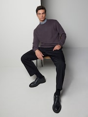 Mushroom Brown Crew Neck Regular Mock Shirt Jumper - Image 2 of 7