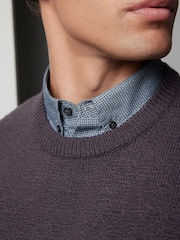 Mushroom Brown Crew Neck Regular Mock Shirt Jumper - Image 4 of 7