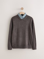 Mushroom Brown Crew Neck Regular Mock Shirt Jumper - Image 5 of 7