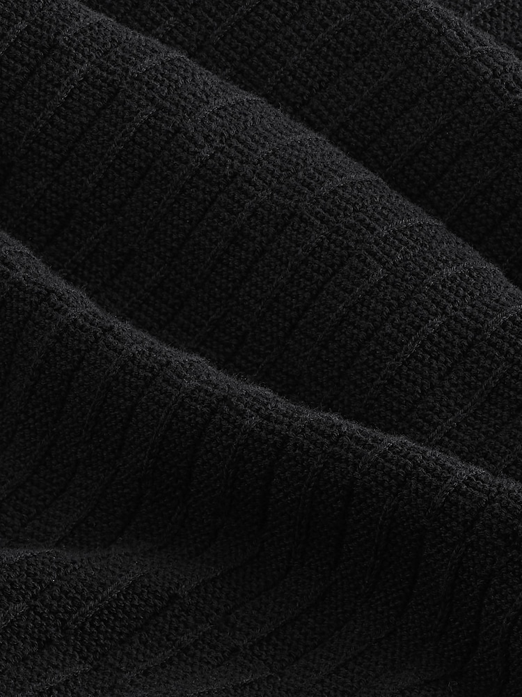 Black Texture Crew Neck Regular Mock Shirt Jumper - Image 6 of 6 Black Texture Crew Neck Regular Mock Shirt Jumper - Image 6 of 6