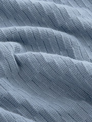 Mid-Blue Texture Crew Neck Regular Mock Shirt Jumper - Image 8 of 8