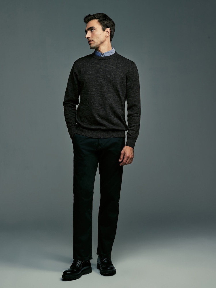 Green Marl Crew Neck Regular Mock Shirt Jumper - Image 2 of 7