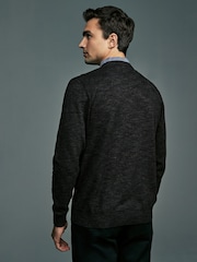 Green Marl Crew Neck Regular Mock Shirt Jumper - Image 3 of 7