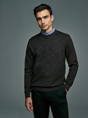 Green Marl Crew Neck Regular Mock Shirt Jumper - Image 4 of 7
