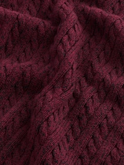 Burgundy Red Cable Crew Neck Regular Mock Shirt Jumper - Image 7 of 7