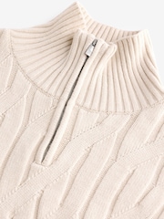 أبيض بيج فاتح - Regular Fit Textured Stitch Jumper with Wool - صورة 6 من 7