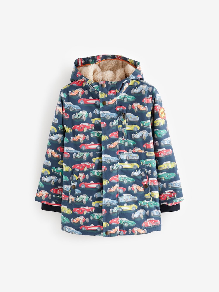 Cath Kidston Navy Blue Waterproof Borg Lined Parka (3mths-7yrs) - Image 1 of 5