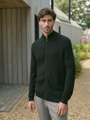 črna - v standardnem krogu Teksturiran pulover s TENCEL-om™ - Slika 4 iz 9