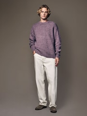 Purple Relaxed Fit Fluffy Textured Crew Jumper - Image 2 of 7