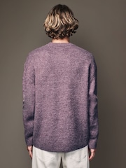 Purple Relaxed Fit Fluffy Textured Crew Jumper - Image 4 of 7