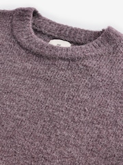 Purple Relaxed Fit Fluffy Textured Crew Jumper - Image 6 of 7