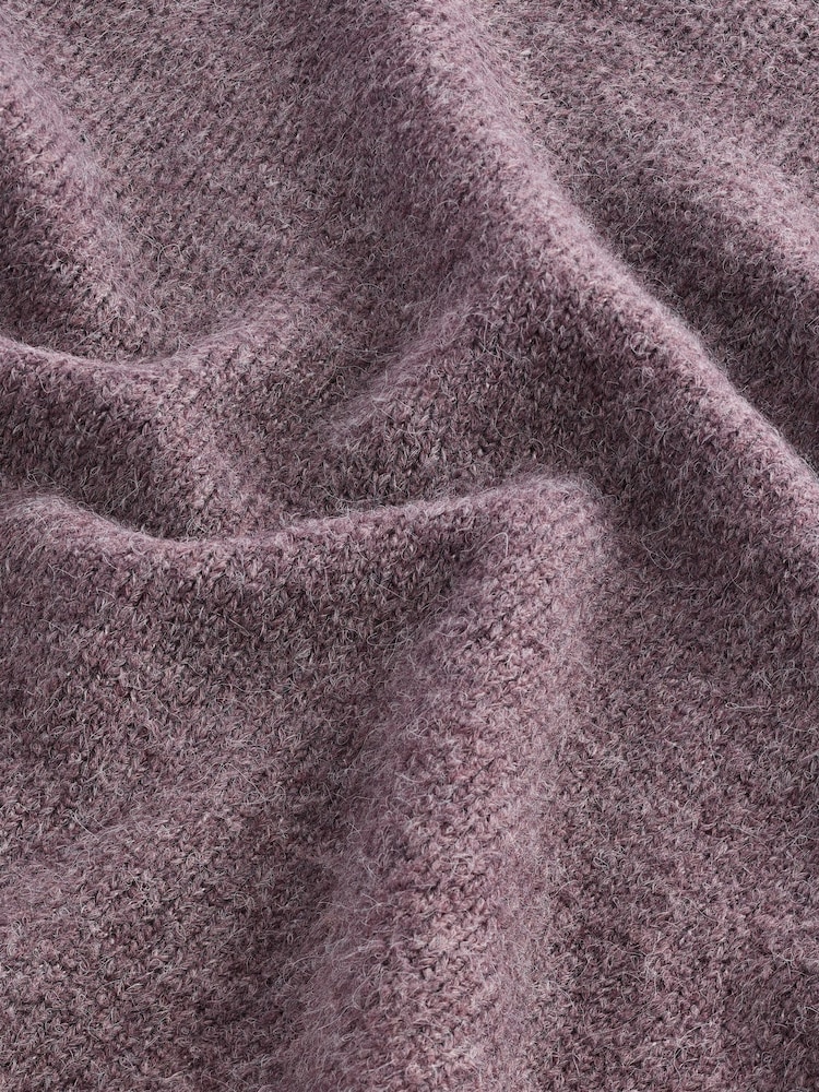 Purple Relaxed Fit Fluffy Textured Crew Jumper - Image 7 of 7