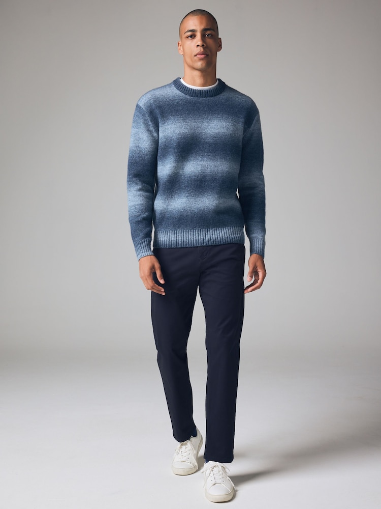 Blue Relaxed Fit Ombre Crew Jumper with Wool - Image 2 of 5
