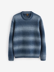 Blue Relaxed Fit Ombre Crew Jumper with Wool - Image 3 of 5