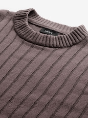 Grey Relaxed Fit Cotton Rich Washed Rib Crew Jumper - Image 6 of 7