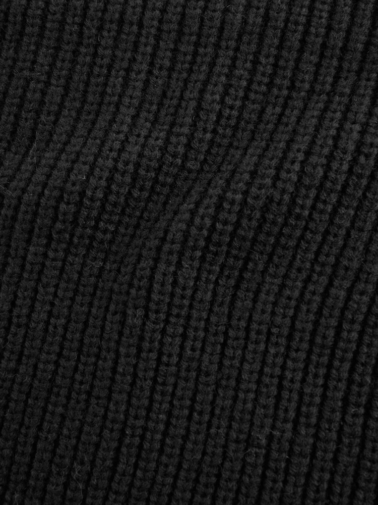 Black Crew Neck Regular Fit Rib Texture Jumper with Wool - Image 7 of 7 Black Crew Neck Regular Fit Rib Texture Jumper with Wool - Image 7 of 7