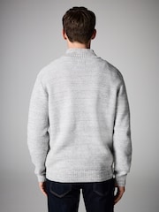 Grey Regular Fit Cotton Rich Cable Knit Quarter Zip Jumper - Image 4 of 7