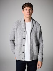 siva - v standardnem kroju z vafljasto strukturo Texture Shawl pletena jopa - Slika 1 iz 7