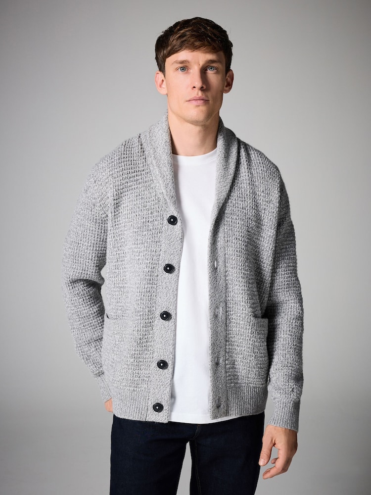 siva - v standardnem kroju z vafljasto strukturo Texture Shawl pletena jopa - Slika 1 iz 7 siva - v standardnem kroju z vafljasto strukturo Texture Shawl pletena jopa - Slika 1 iz 7